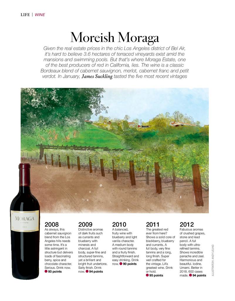 JAMES SUCKLING: VERTICAL TASTING OF MORAGA ESTATE'S FIVE RECENT VINTAGES